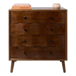 Kast retro met 4 lades - donkerbruin - 87.5x80x40.5 cm