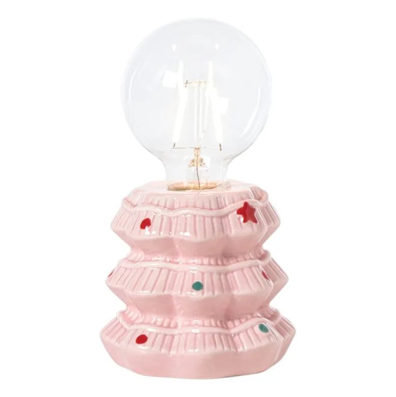 Kerst tafellamp - roze - ø10.5x16.5 cm
