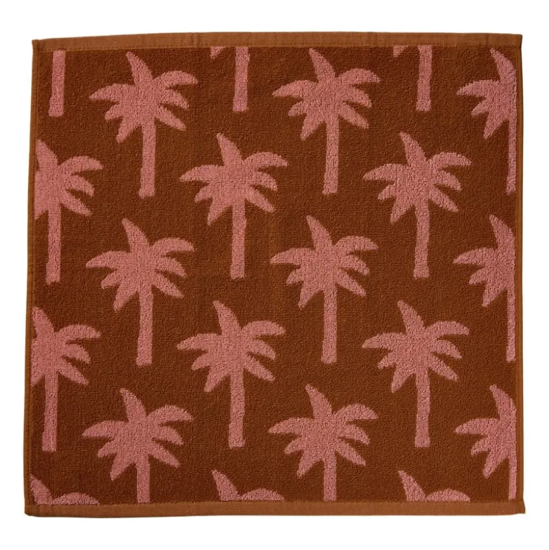 Keukendoek palmboom - roze/bruin - 50x50 cm