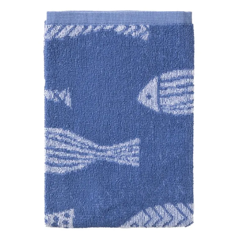 Keukendoek vissen - blauw/wit - 50x50 cm
