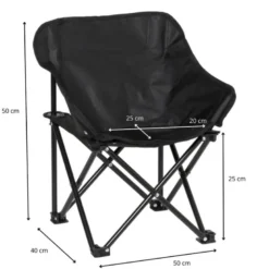 Kids campingstoel compact - zwart - 50x50x40 cm