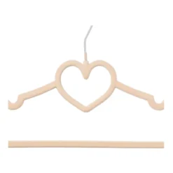 Kinder kledinghanger hart - vilt - beige - set van 5
