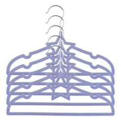 Kinder kledinghanger ster - vilt - paars - set van 5