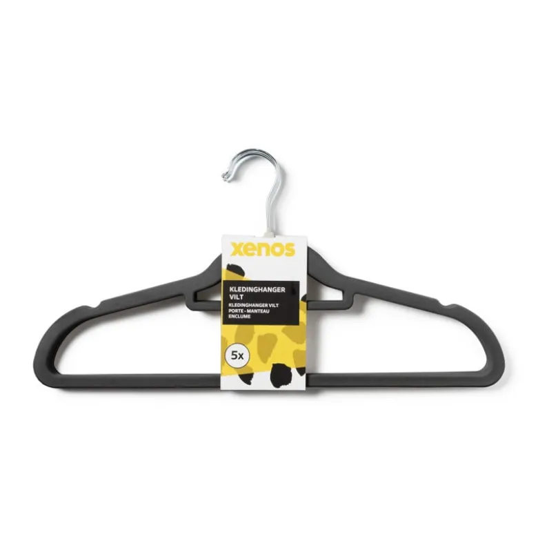 Kledinghanger vilt - zwart - set van 5