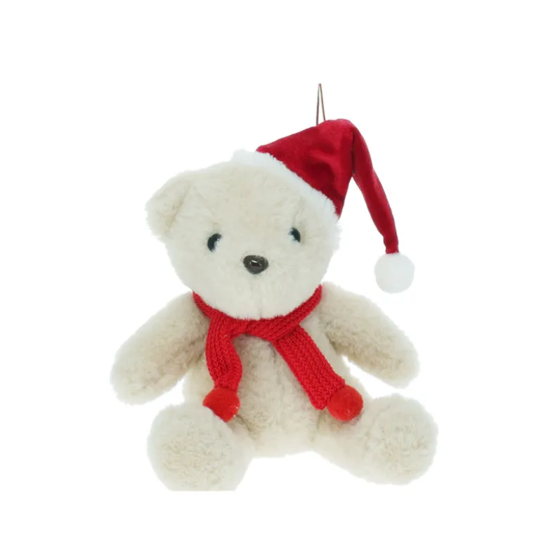 Knuffel beer met kerstmuts - 13 cm - diverse varianten