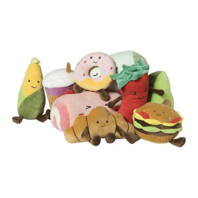 Knuffel croissant - bruin - 13x27 cm