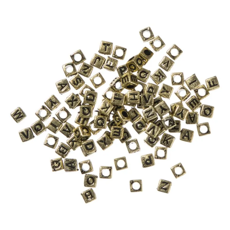 Kralen met letters - goud - set van 100