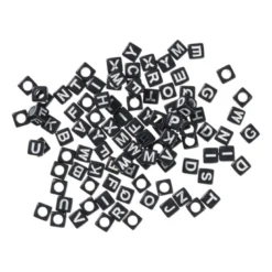 Kralen met letters - zwart - set van 100