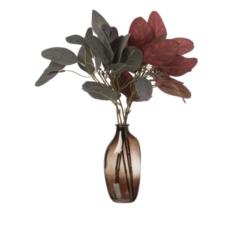 Kunsttak met bladeren - rood - 37 cm