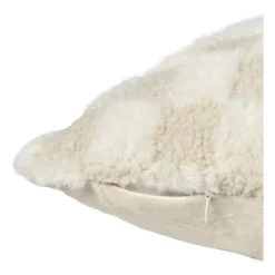 Kussen geblokt teddy - beige - 45x45 cm