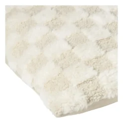 Kussen geblokt teddy - beige - 45x45 cm