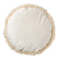 Kussen harig rond - beige - ø40 cm