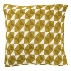 Kussen jacquard driehoek - geel - 45x45 cm