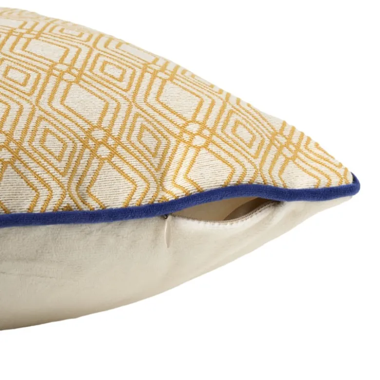 Kussen jacquard - geel - 45x45 cm
