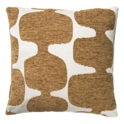 Kussen jacquard organisch - bruin/wit - 45x45 cm