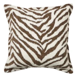 Kussen jacquard zebra - bruin/wit - 45x45 cm