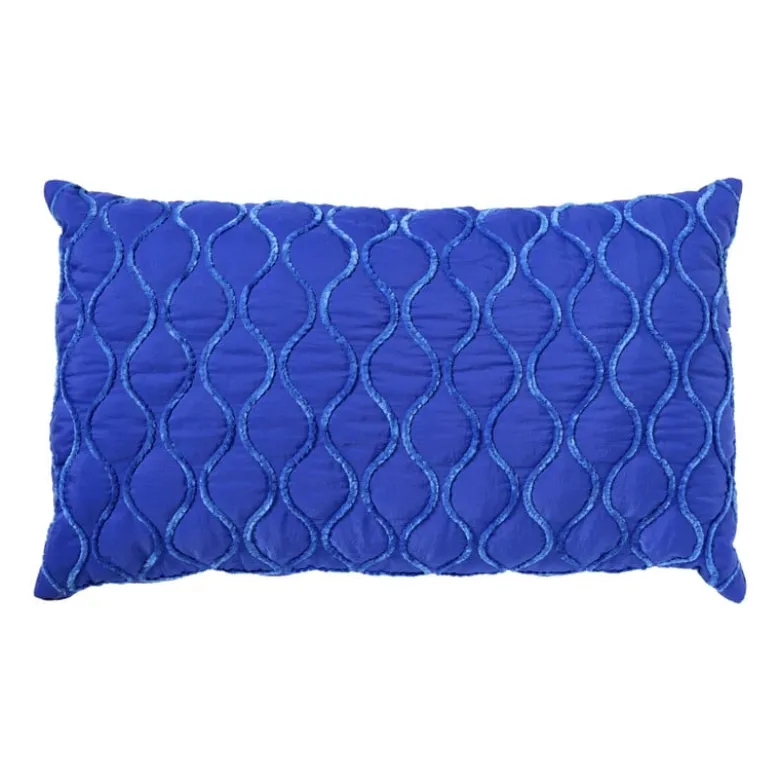 Kussen met piping - blauw - 30x50 cm