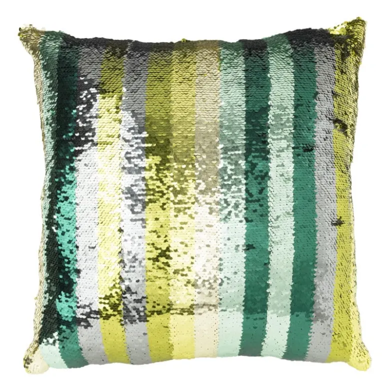 Kussen pailletten - groen - 45x45 cm