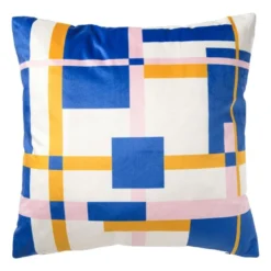 Kussen velvet vlakken - multikleur - 45x45 cm
