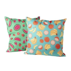 Kussen watermeloen & aardbei - groen/roze - 45x45 cm