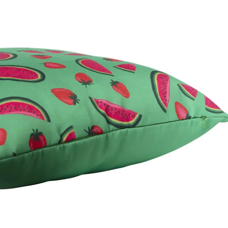 Kussen watermeloen & aardbei - groen/roze - 45x45 cm
