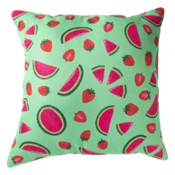 Kussen watermeloen & aardbei - groen/roze - 45x45 cm