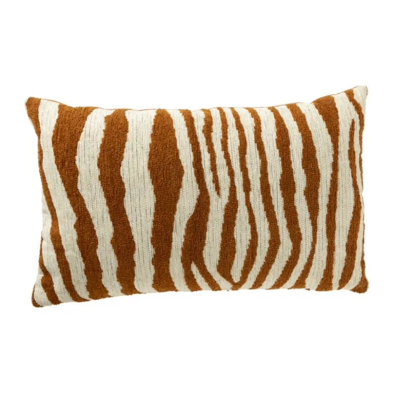 Kussen zebraprint - terra/wit - 30x50 cm