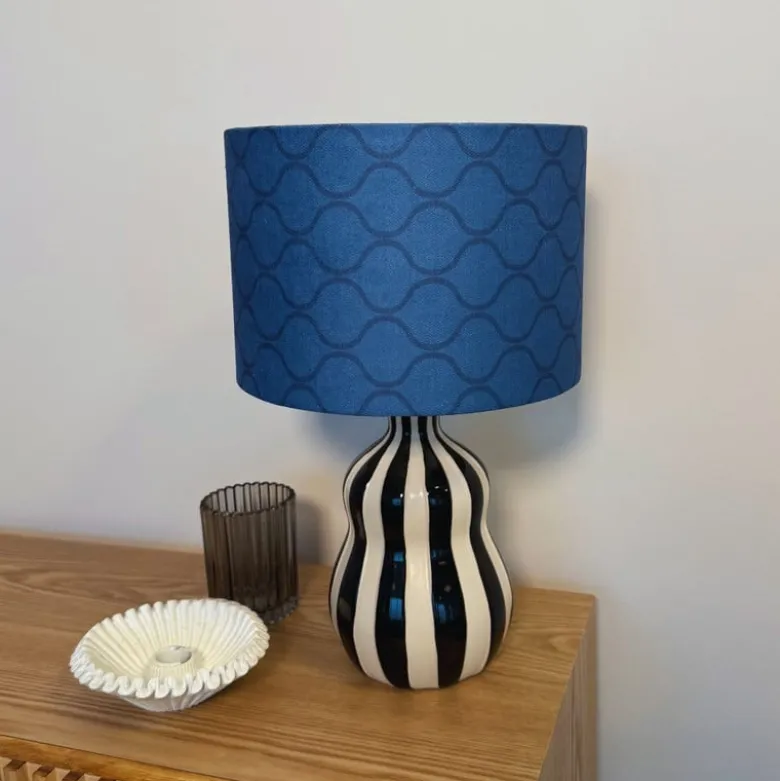 Lampvoet streepjes - zwart/wit - ø13.7x20 cm