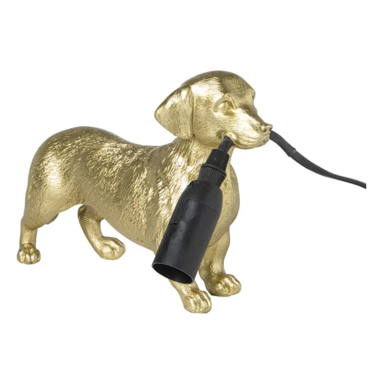 Lampvoet teckel - goudkleurig - 25x14.5x7.5 cm