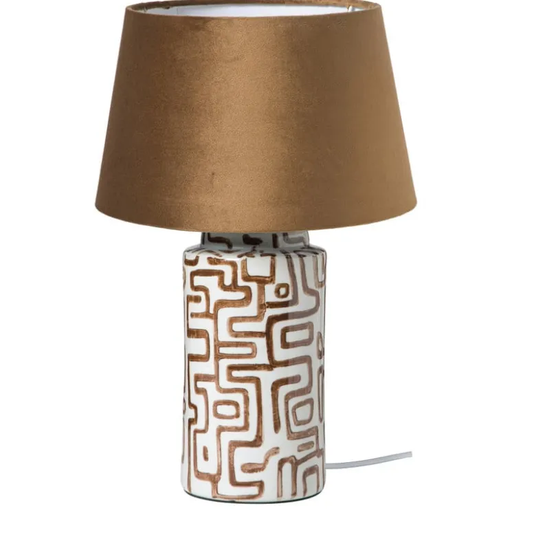 Lampvoet zigzag - beige/bruin - ø22x30.5 cm