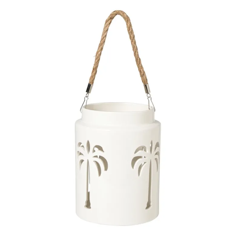 Lantaarn palmboom groot - beige - ø16x20.3 cm