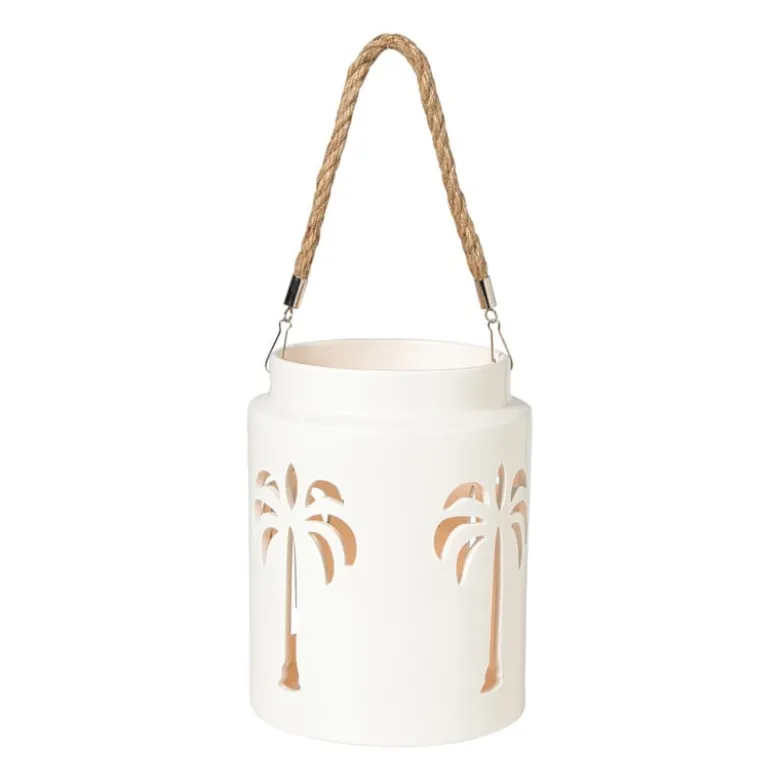 Lantaarn palmboom groot - beige - ø16x20.3 cm