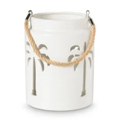 Lantaarn palmboom groot - beige - ø16x20.3 cm