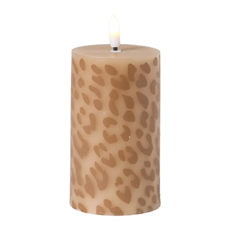 LED kaars animal groot - bruin/zwart - ø7x12 cm