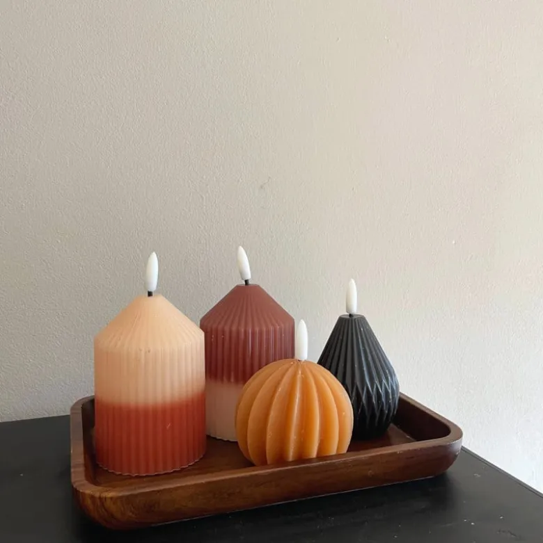 LED kaars bol - oranje - ø7.5x6 cm