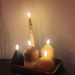LED kaars duo - beige/lichtbruin - ø7x10 cm