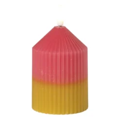LED kaars duo - roze/groen - ø7x10 cm