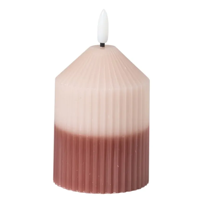 LED kaars duo - roze/lichtroze - ø7x10 cm