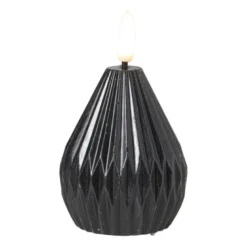 LED kaars peer - zwart - ø6.5x8 cm