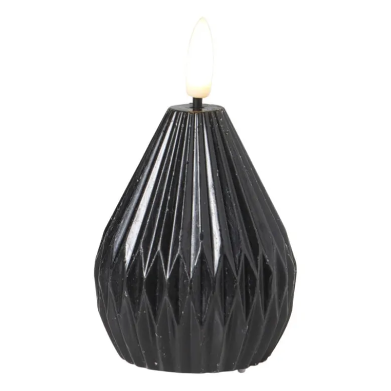 LED kaars peer - zwart - ø6.5x8 cm