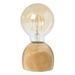 LED lamp houten voet - hout/glas - ø8x13.5 cm