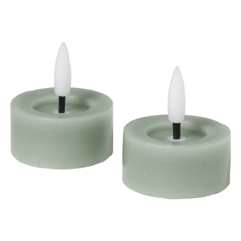 LED waxinelichten - groen - set van 2