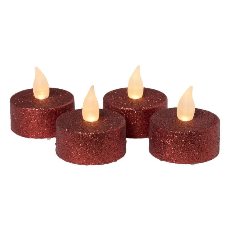 LED waxinelichten - rood - set van 4