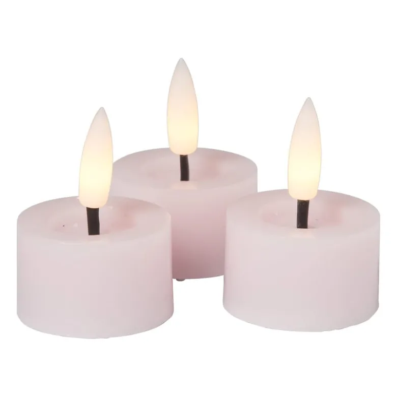 LED waxinelichten - roze - set van 3