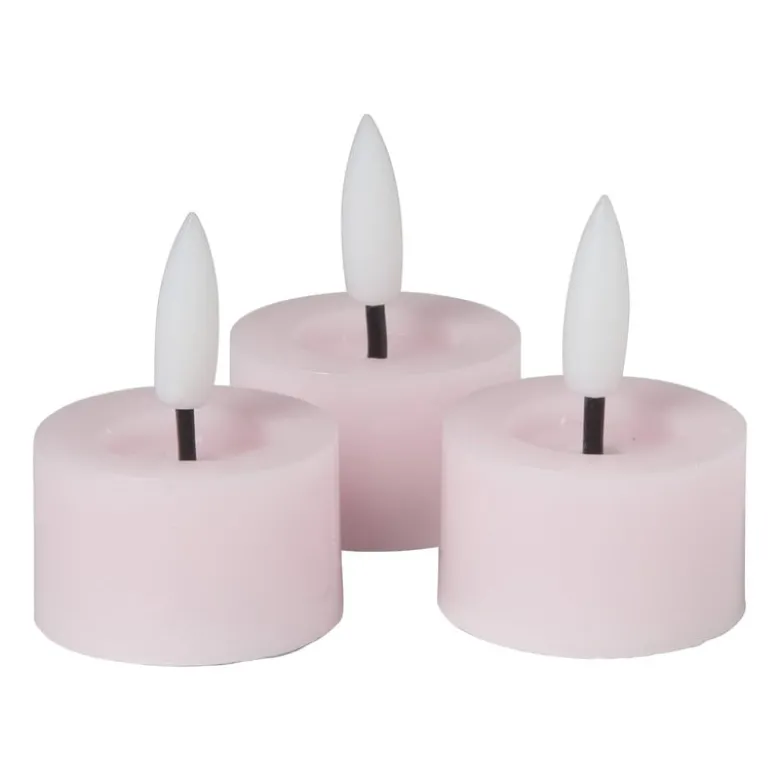 LED waxinelichten - roze - set van 3
