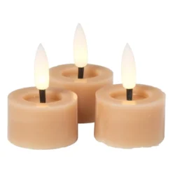 LED waxinelichten - taupe - set van 3