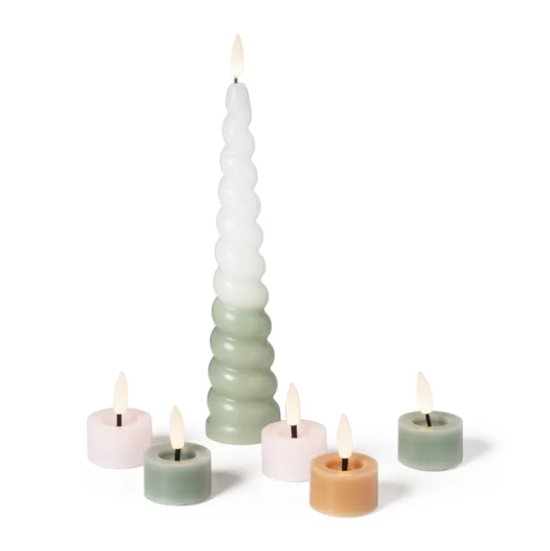 LED waxinelichten - taupe - set van 3