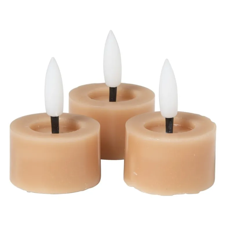 LED waxinelichten - taupe - set van 3