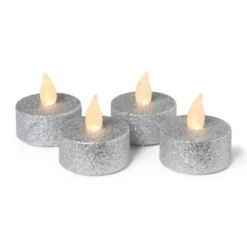 LED waxinelichten - zilver - set van 4