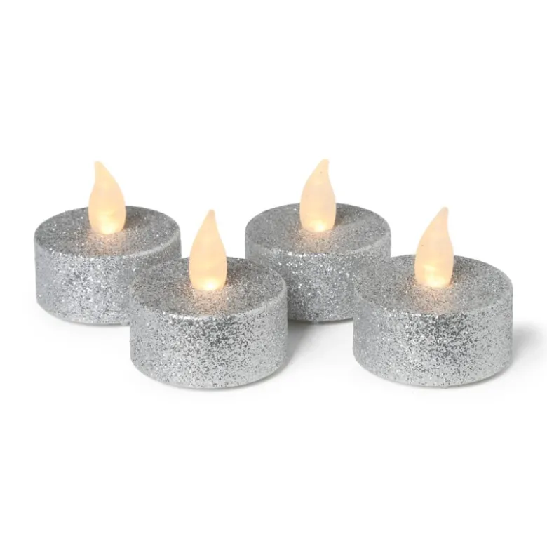 LED waxinelichten - zilver - set van 4